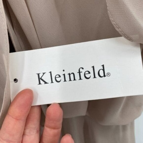 Kleinfeld Bridesmaid Cappuccino Sleeveless Chiffon Cold Shoulder 14 Maxi Dress - Picture 8 of 12